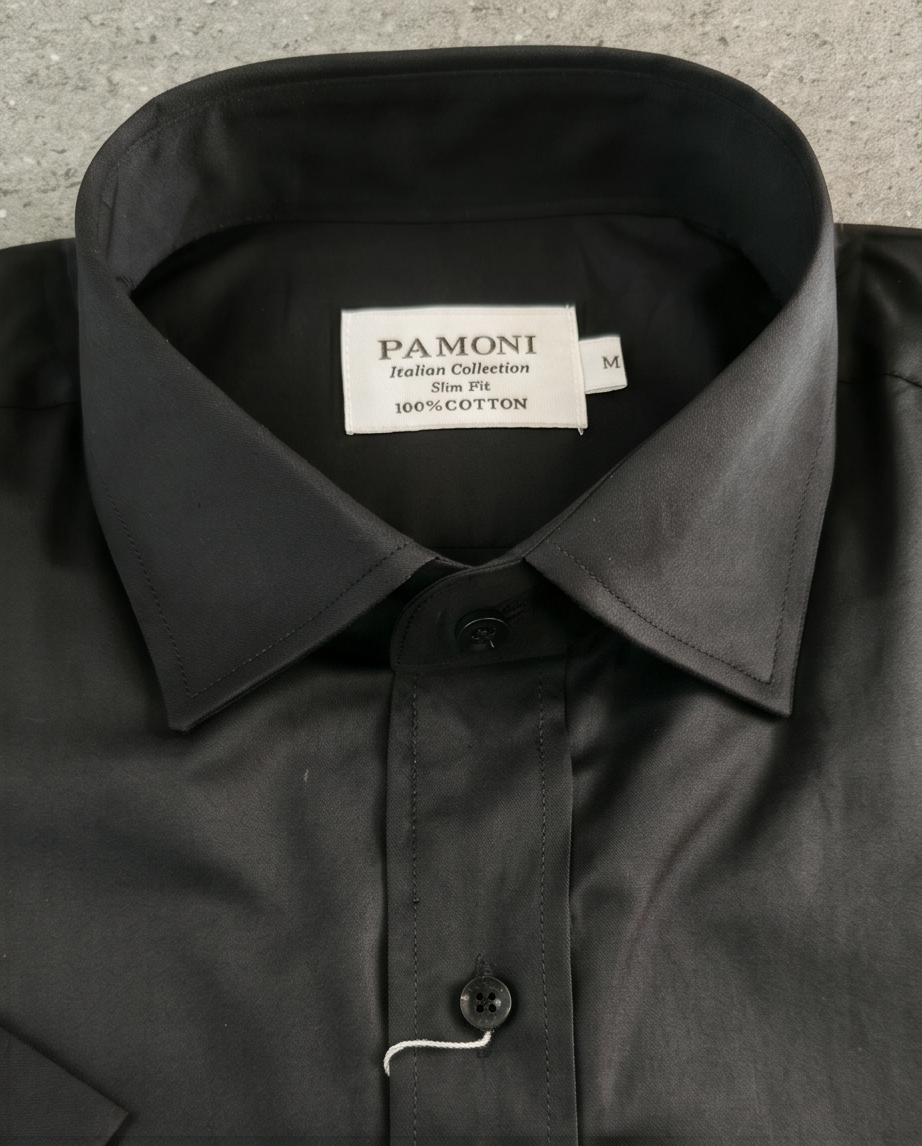 Sophisticated Black Cotton Short-Sleeve Dress Shirt