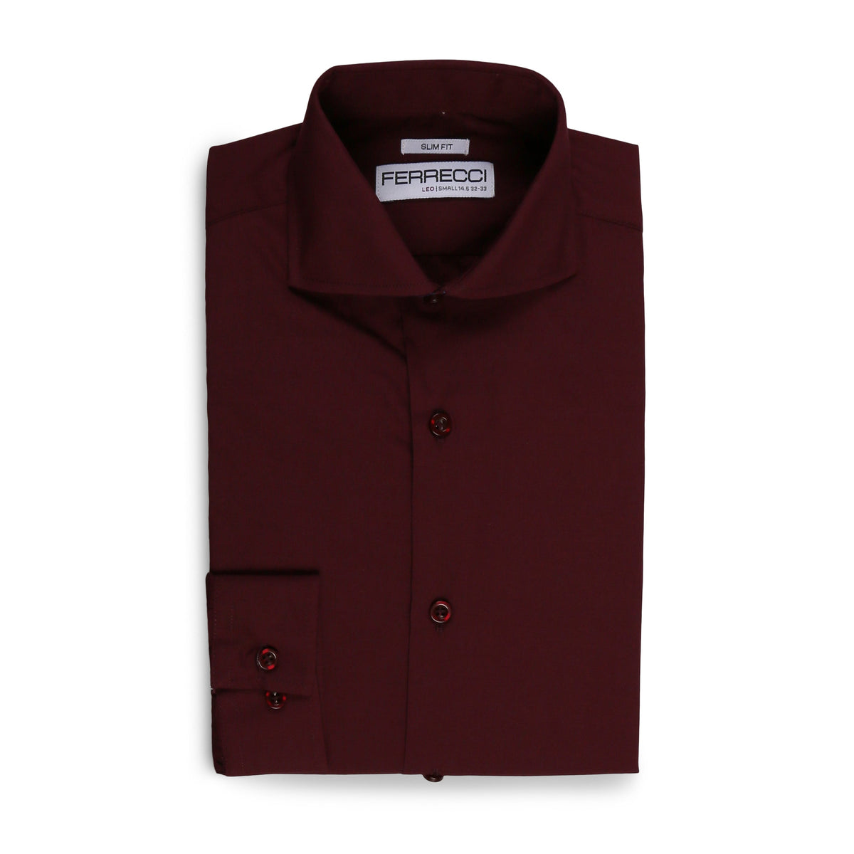 Burgundy Slim Fit Cotton Dress Shirt