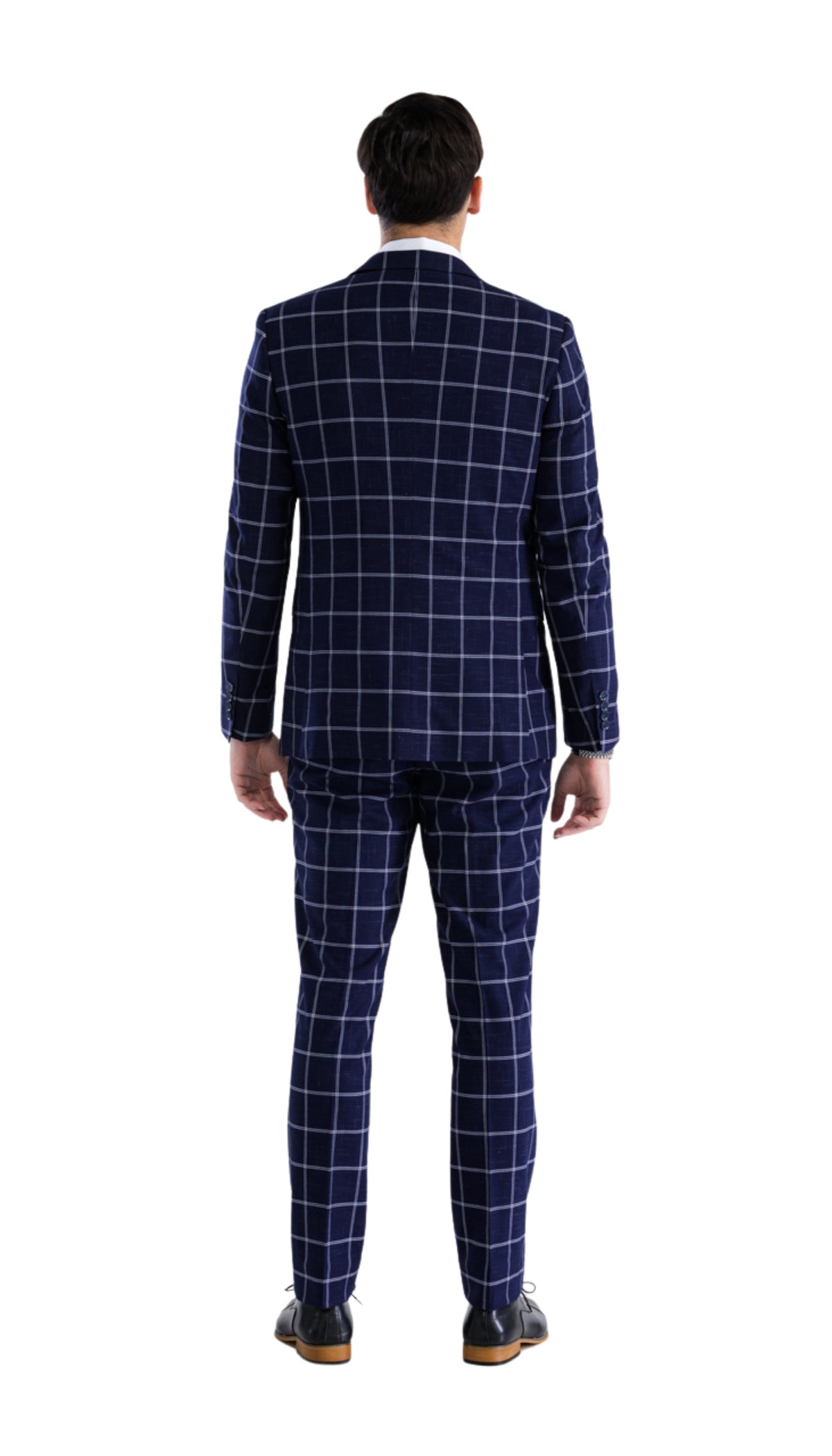 Men’s Navy Plaid Slim Fit 3-Piece Suit