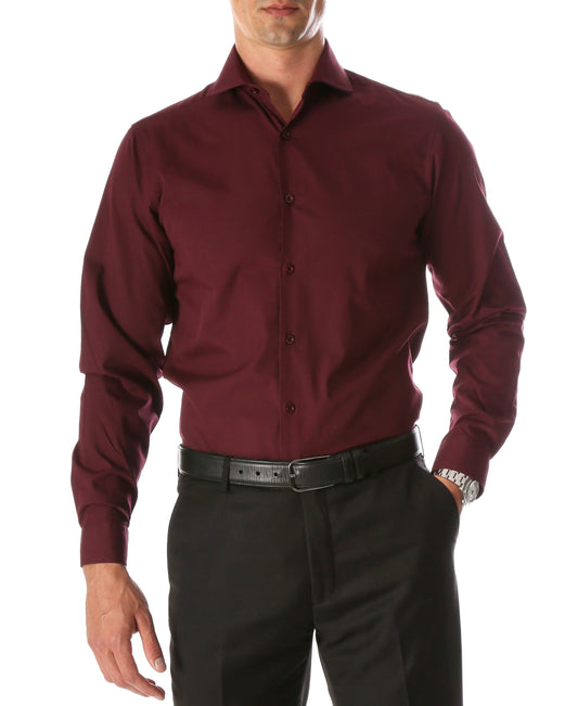 Burgundy Slim Fit Cotton Dress Shirt