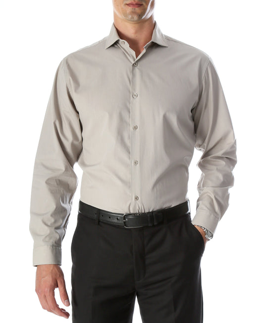 Gray Slim Fit Cotton Dress Shirt