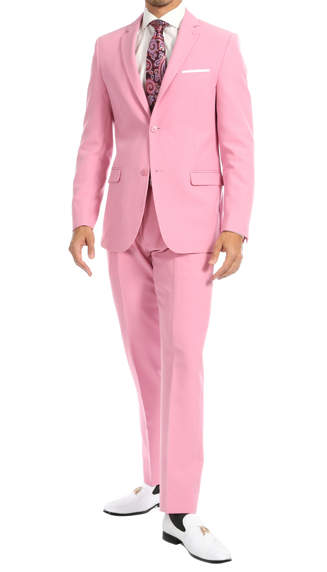 Men's Pink Slim Fit 2-Piece Suit