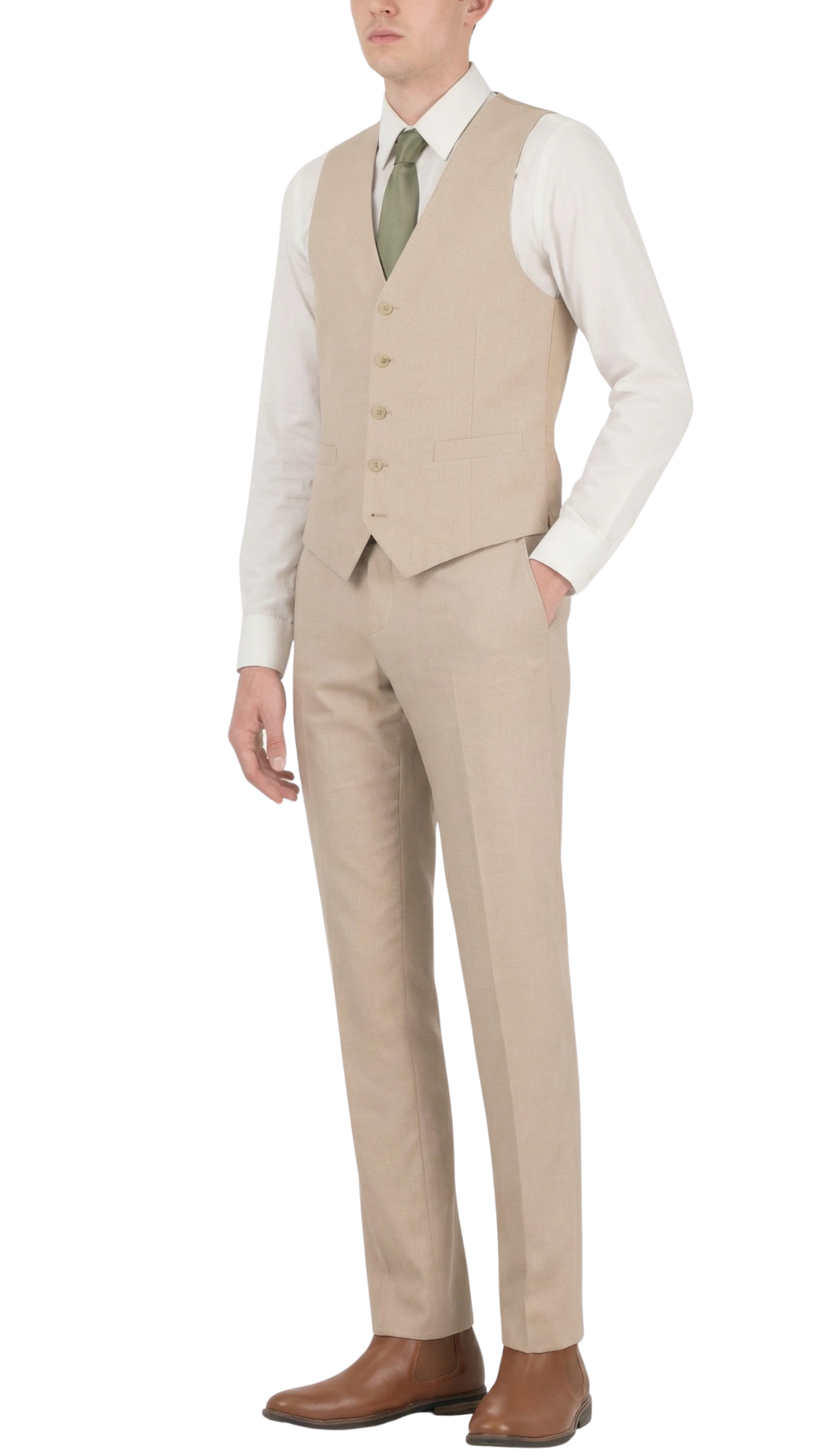 Men’s Tan Slim Fit 3-Piece Suit