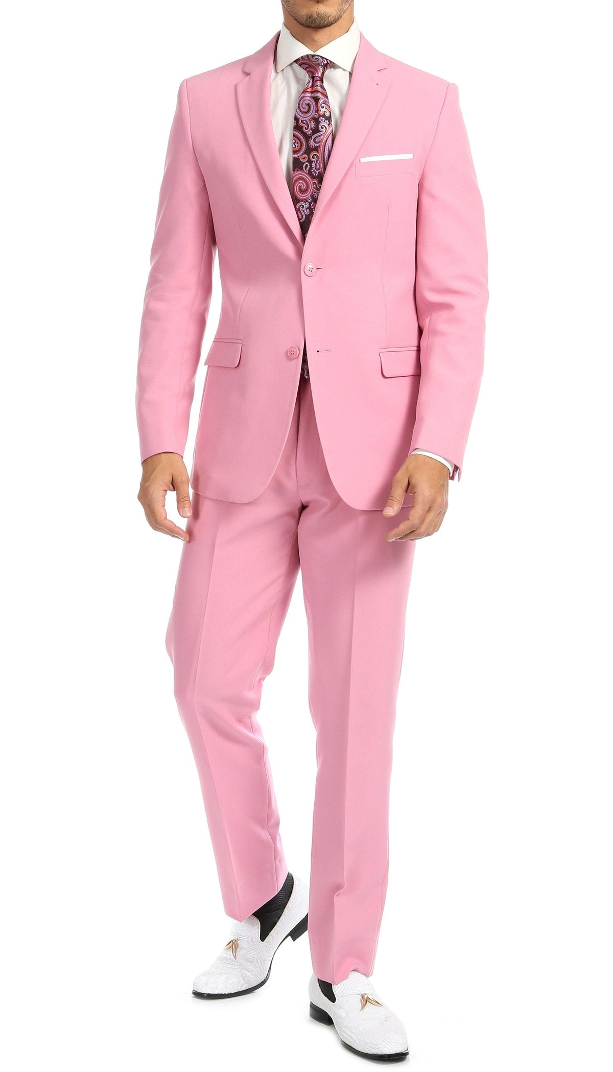Men's Pink Slim Fit 2-Piece Suit