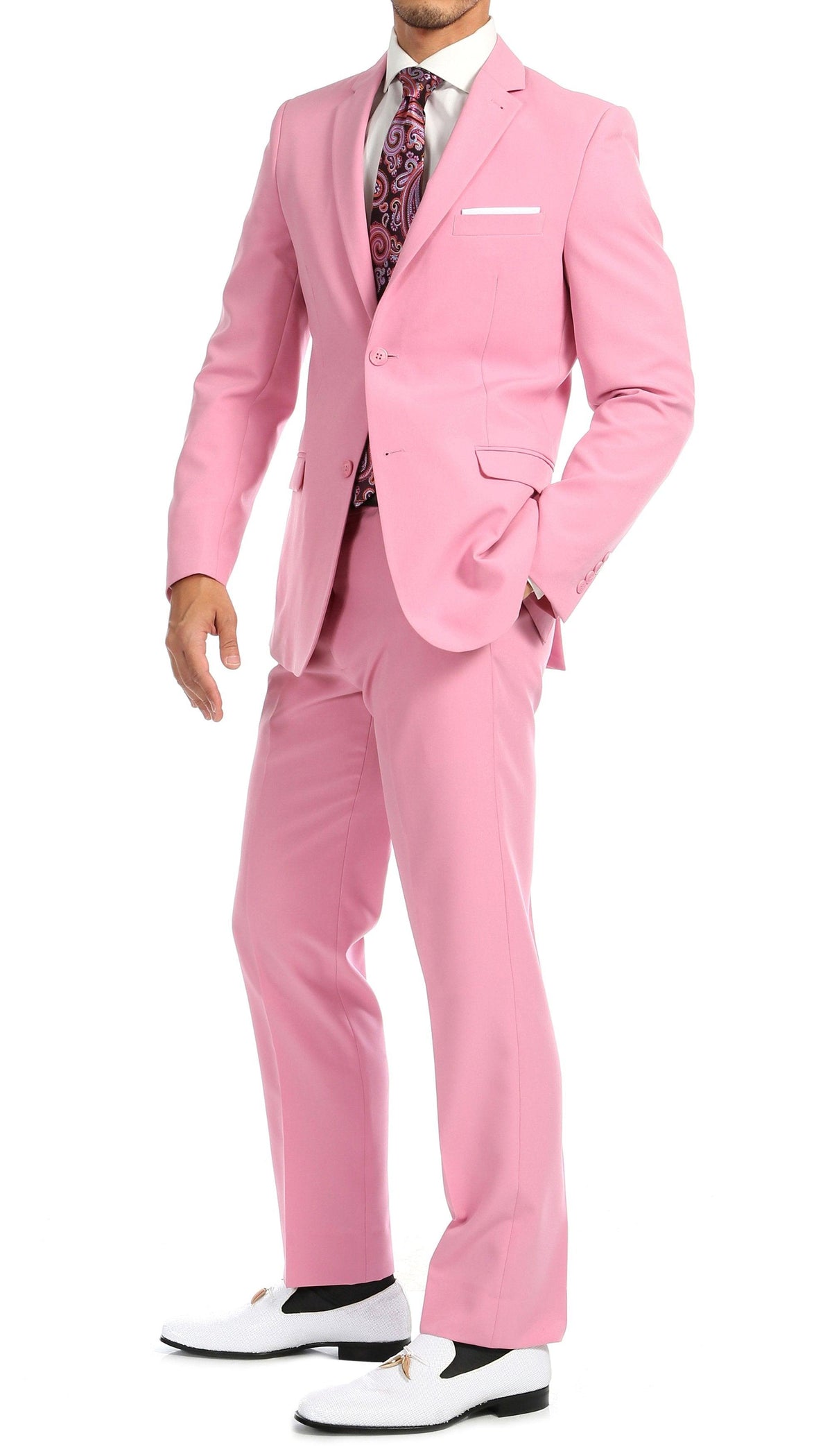 Men's Pink Slim Fit 2-Piece Suit